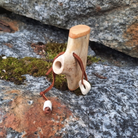Deer antler salt bottle.