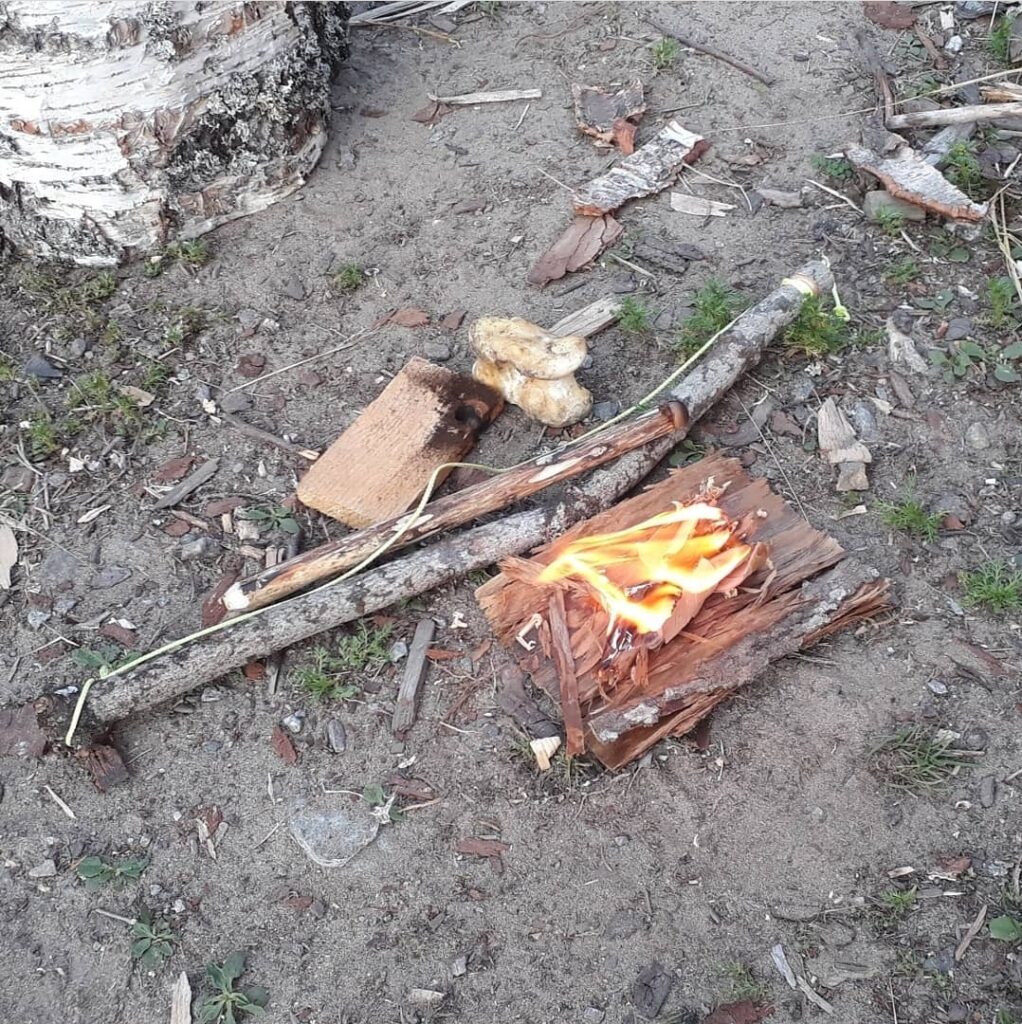 Bowdrill friction fire ember